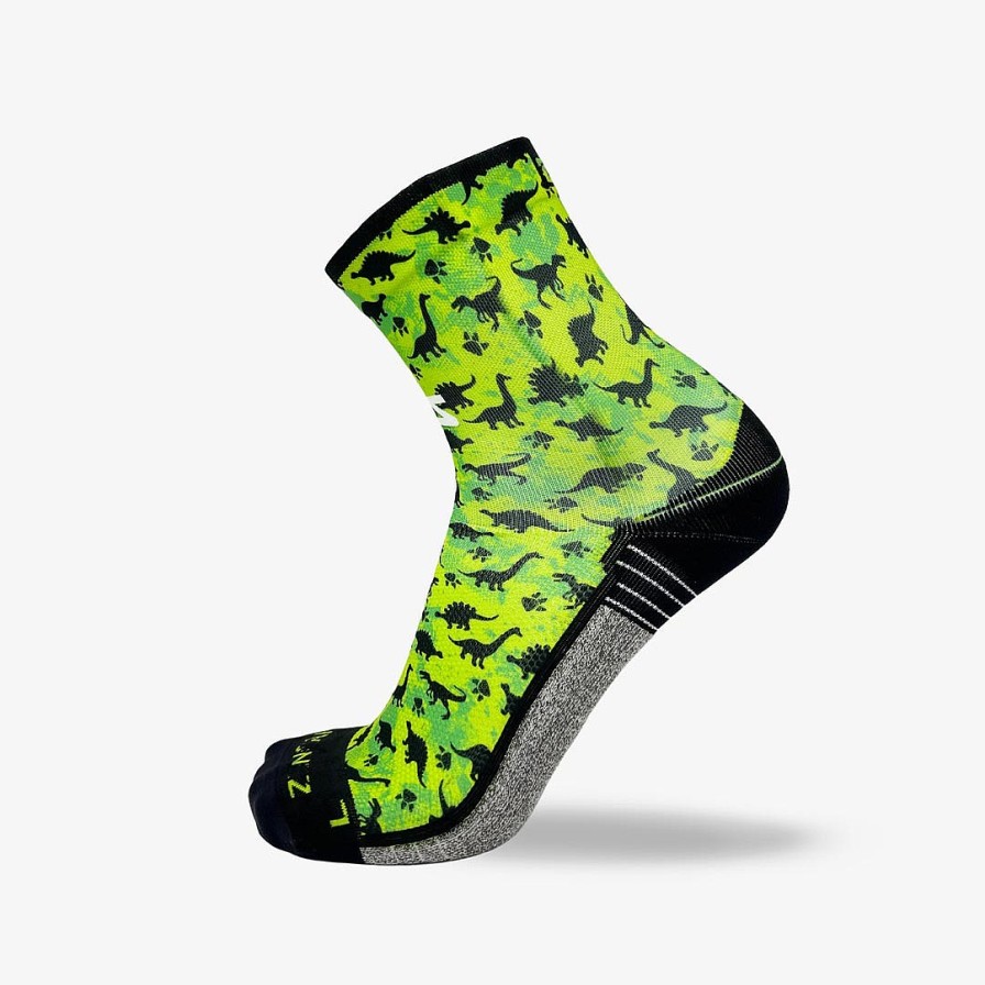 Men Zensah | Dino Silhouettes Socks (Mini-Crew) Neon Green