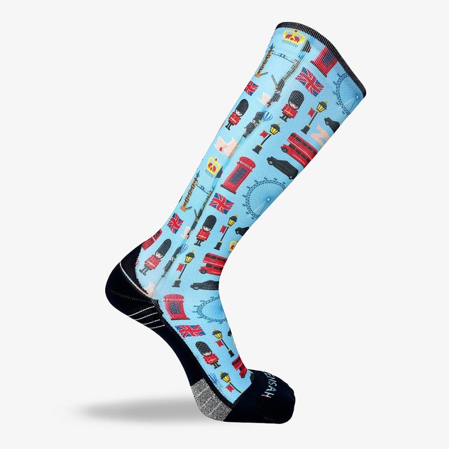 Men Zensah | London Doodle Compression Socks (Knee-High) Sky Blue