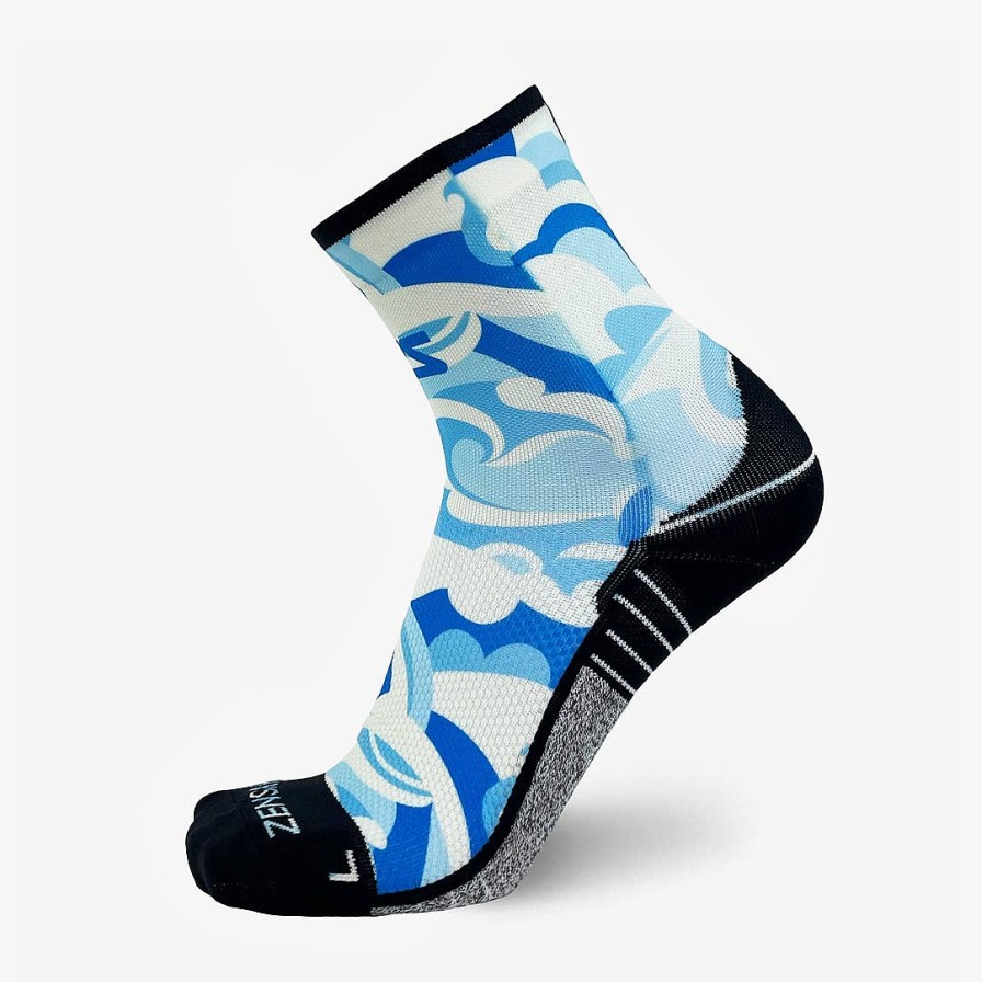 Limited Edition Zensah | Tropical Surf Waves Socks (Mini-Crew) Blues