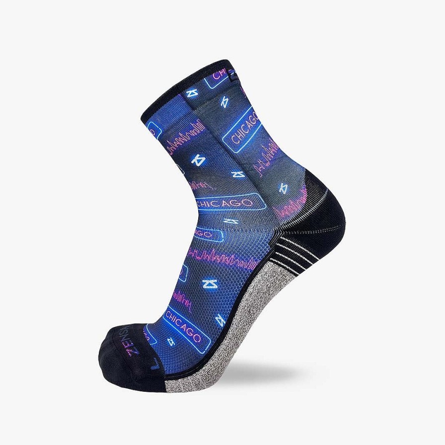 Men Zensah | Neon Chicago Socks (Mini-Crew) Navy