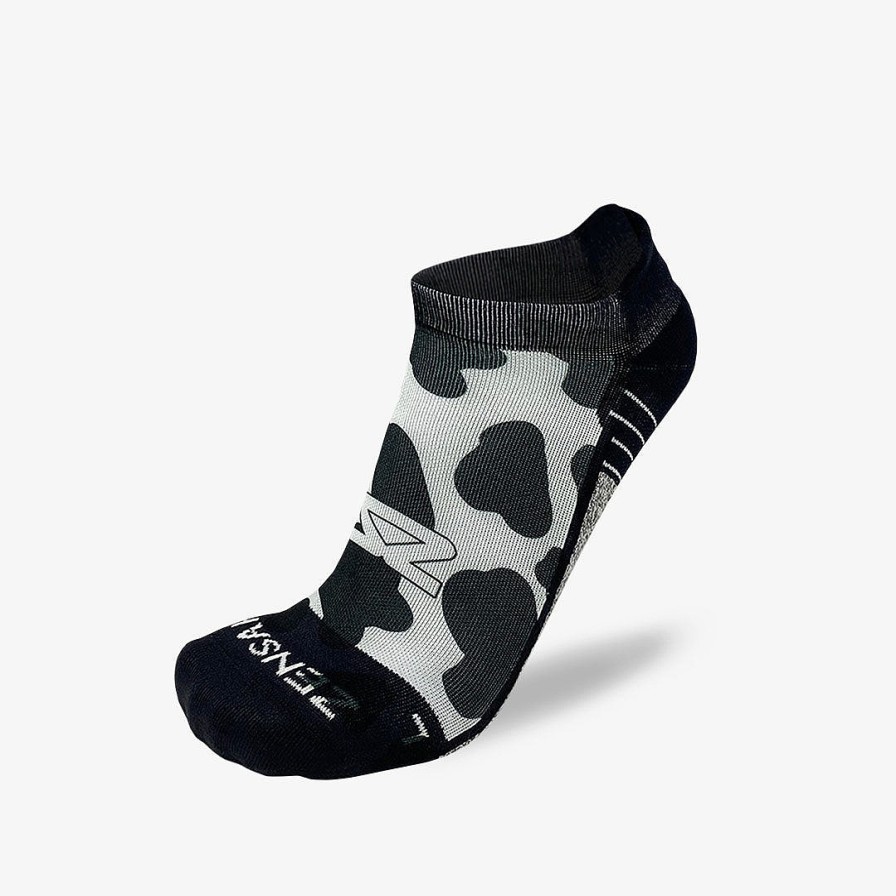 Men Zensah | Cow Print Running Socks (No Show) White