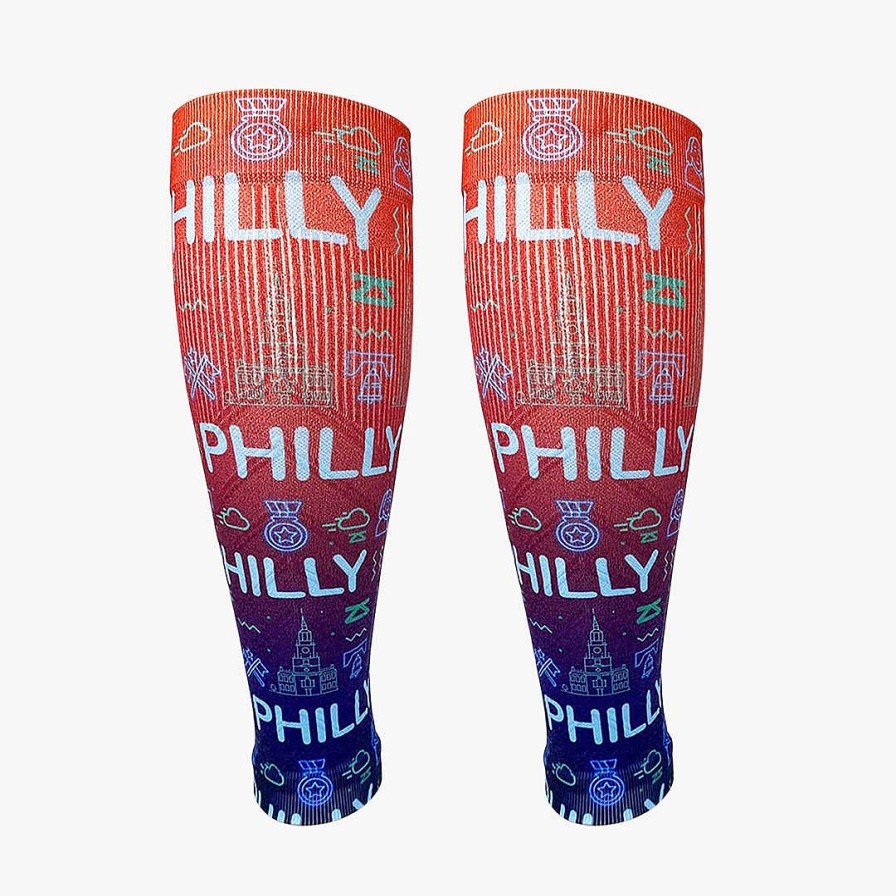 Men Zensah | Neon Philly Compression Leg Sleeves Blue/Red