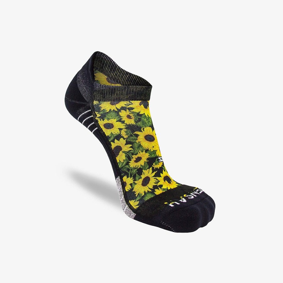 Men Zensah | Sunflowers Running Socks (No Show) Black