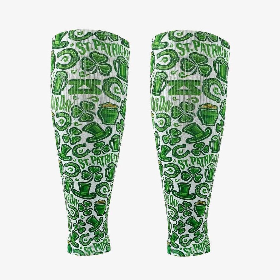 Limited Edition Zensah | Clovers And Beer Compression Leg Sleeves White