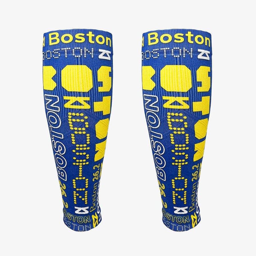 Limited Edition Zensah | Boston Blue And Yellow Compression Leg Sleeves White/Blue/Yellow