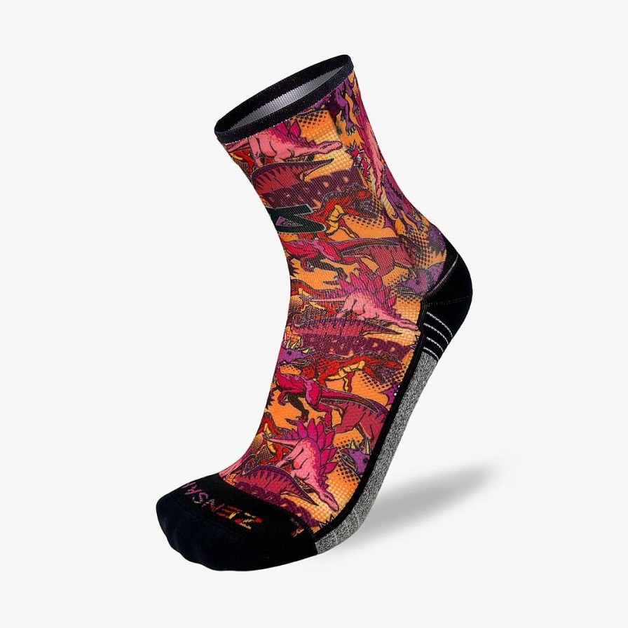 Men Zensah | Dino Comic Socks (Mini-Crew) Orange/Purple