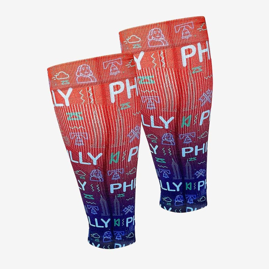 Men Zensah | Neon Philly Compression Leg Sleeves Blue/Red