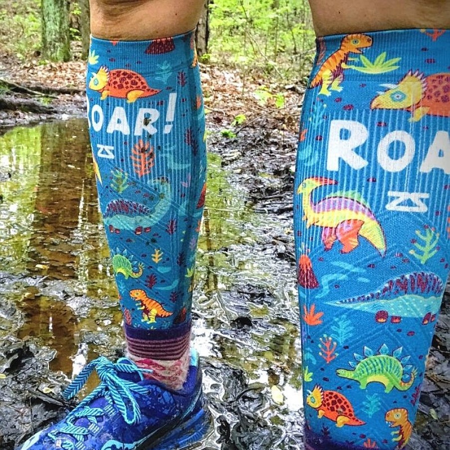 Men Zensah | Dinosaurs Compression Leg Sleeves Teal