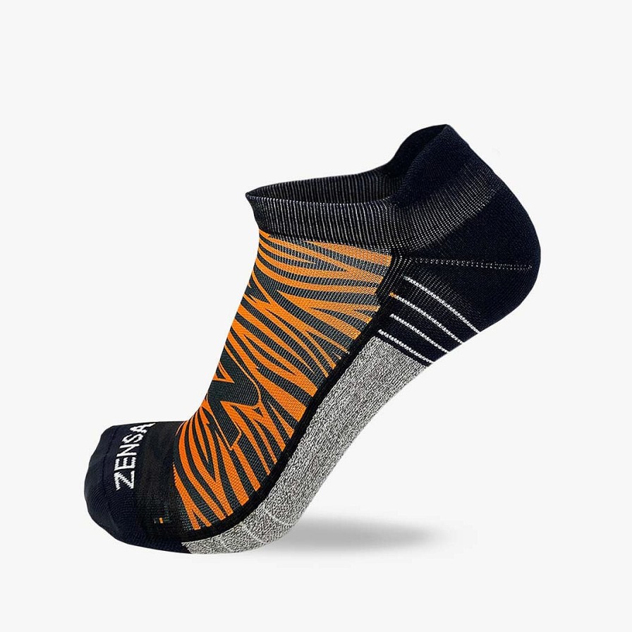 Men Zensah | Tiger Print Running Socks (No Show) Orange