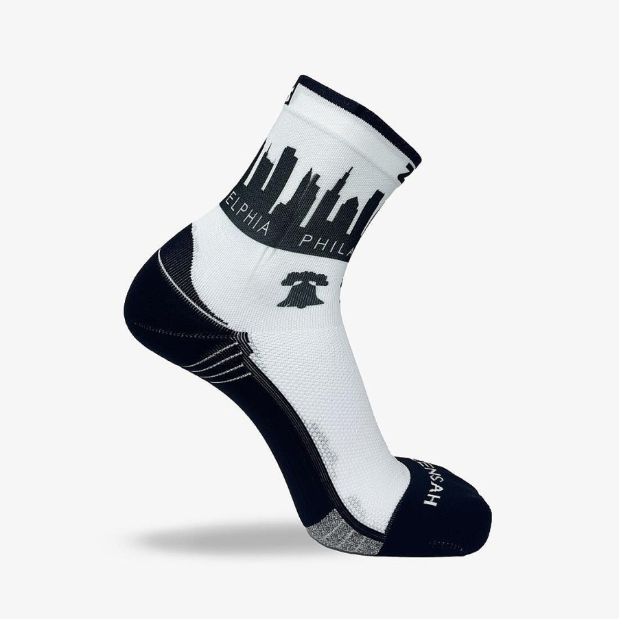 Limited Edition Zensah | Philadelphia Skyline Socks (Mini-Crew) White