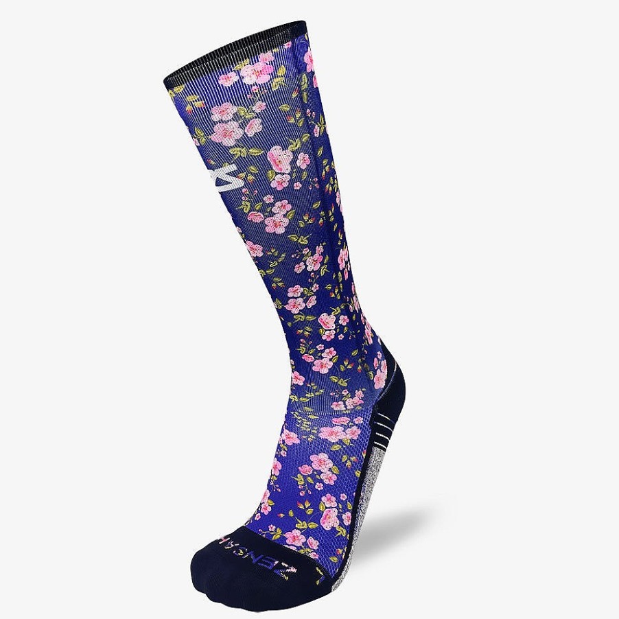 Men Zensah | Cherry Blossoms Compression Socks (Knee-High) Navy