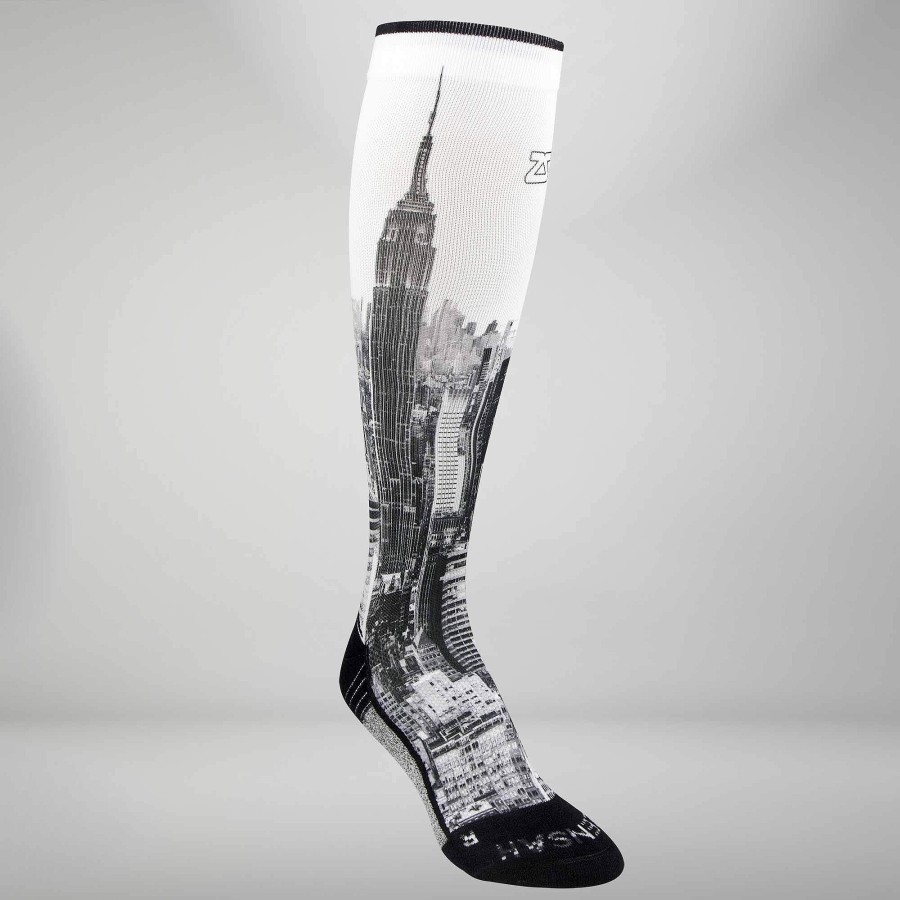 Men Zensah | Nyc Empire State Compression Socks (Knee-High) Greyscale