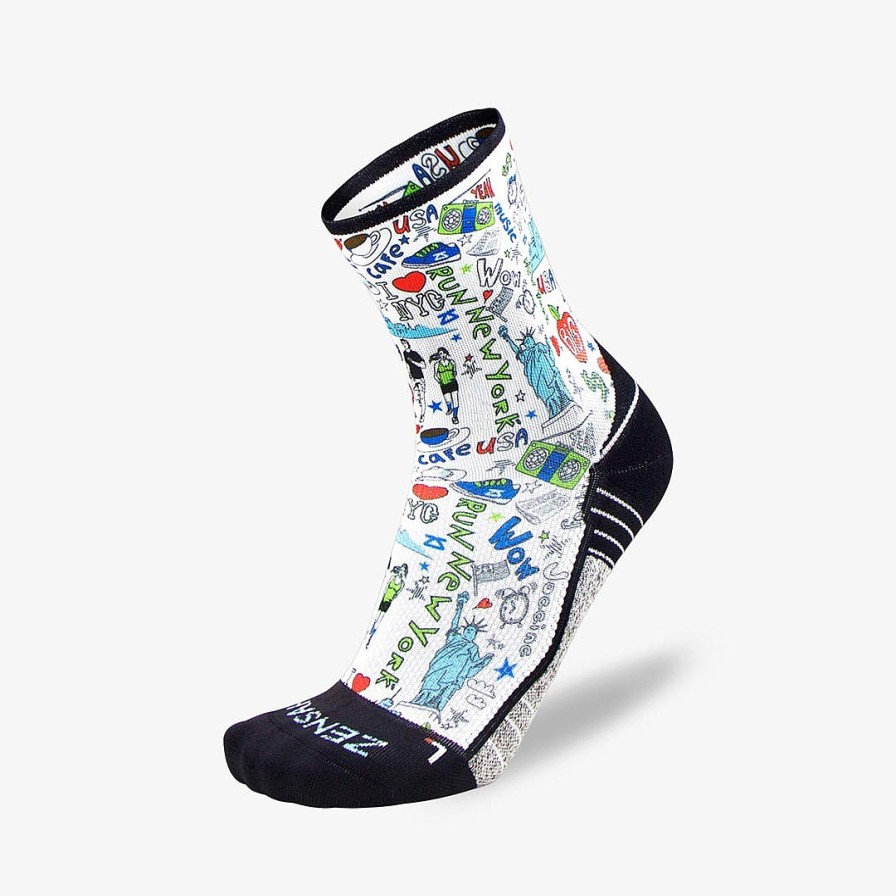 Men Zensah | New York Doodle Socks (Mini Crew) White