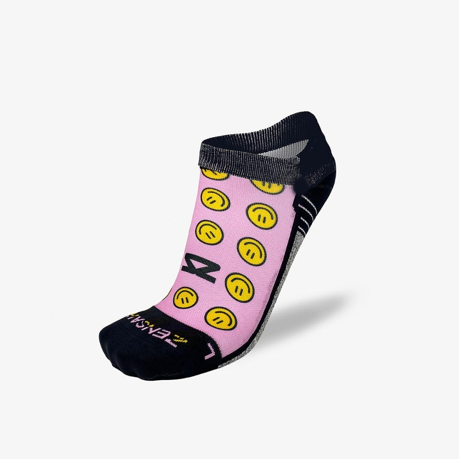 Men Zensah | Smiley Faces Running Socks (No Show) Pink