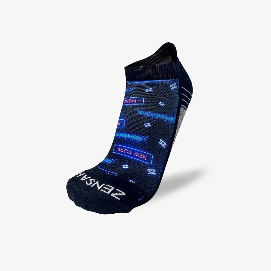 Men Zensah | Neon Nyc Running Socks (No Show) Navy