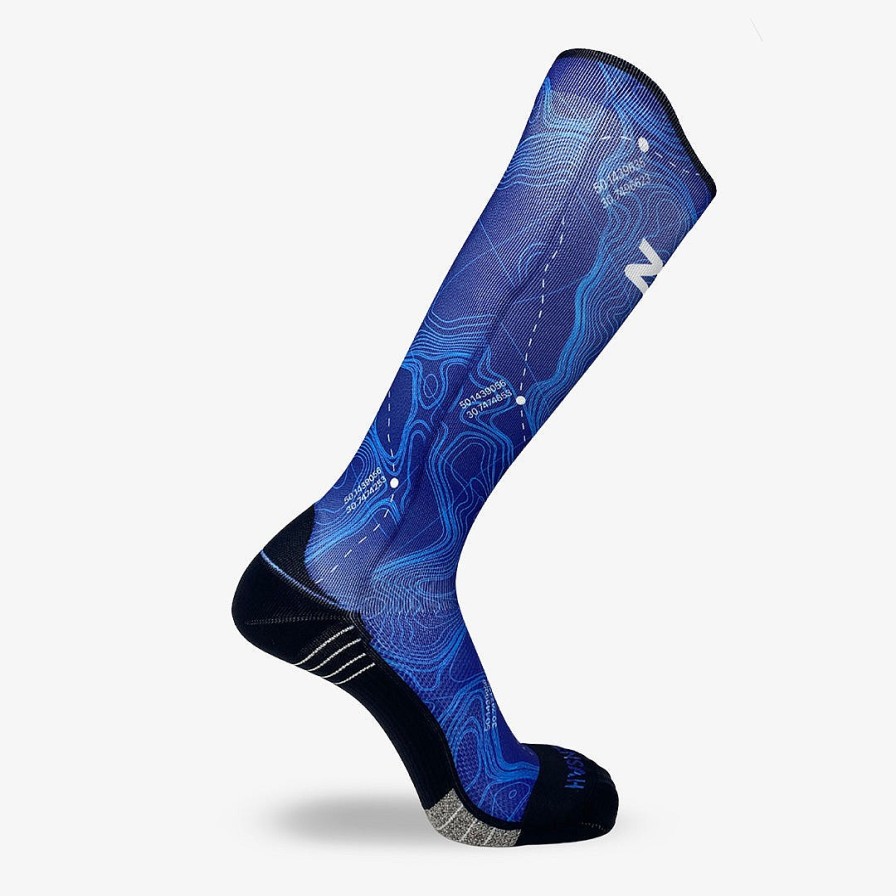 Limited Edition Zensah | Topo Trail Compression Socks (Knee-High) Sporty Blue