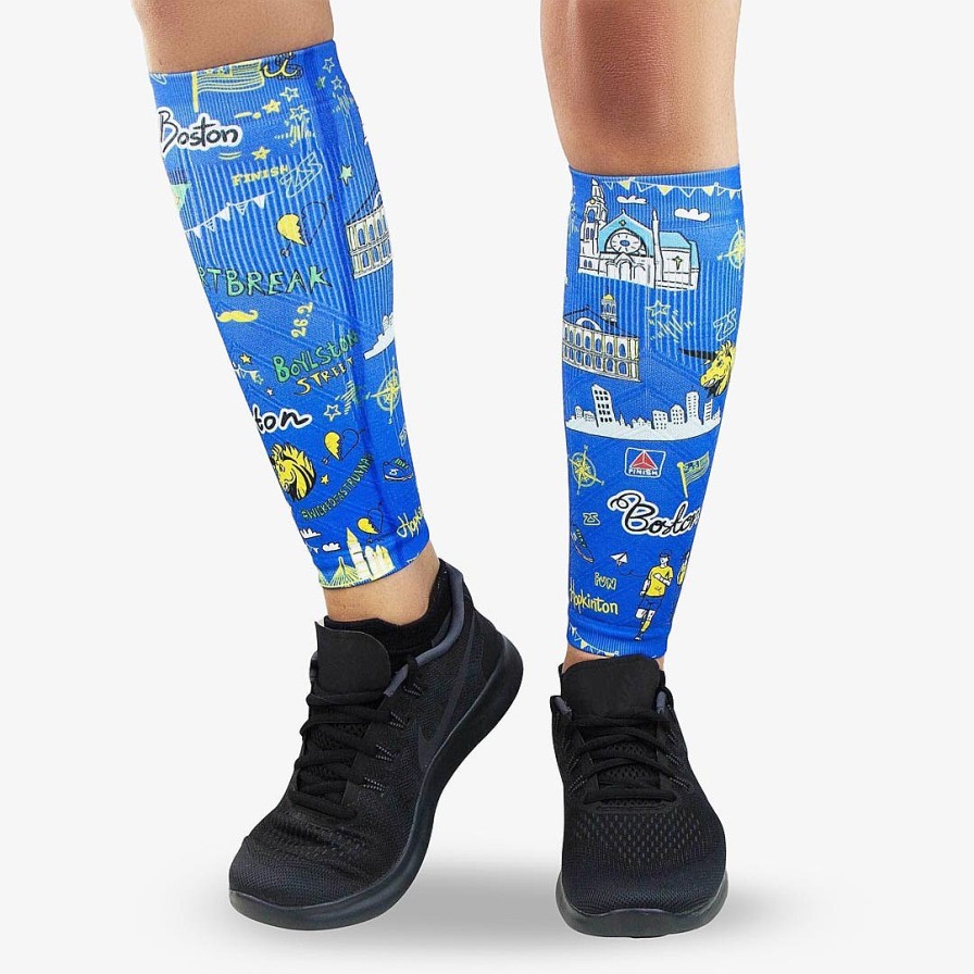 Men Zensah | Boston Doodle 2.0 Compression Leg Sleeves Blue