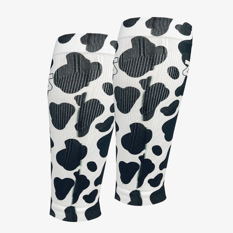 Men Zensah | Cow Print Compression Leg Sleeves White