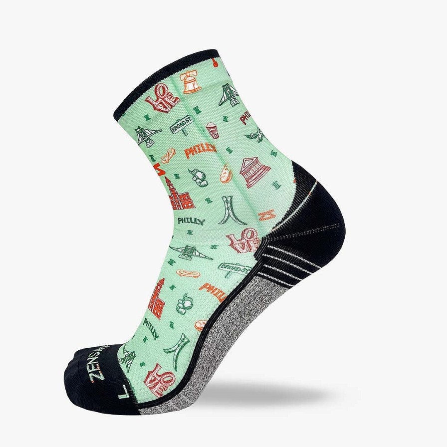 Men Zensah | Philly Doodle Socks (Mini-Crew) Mint