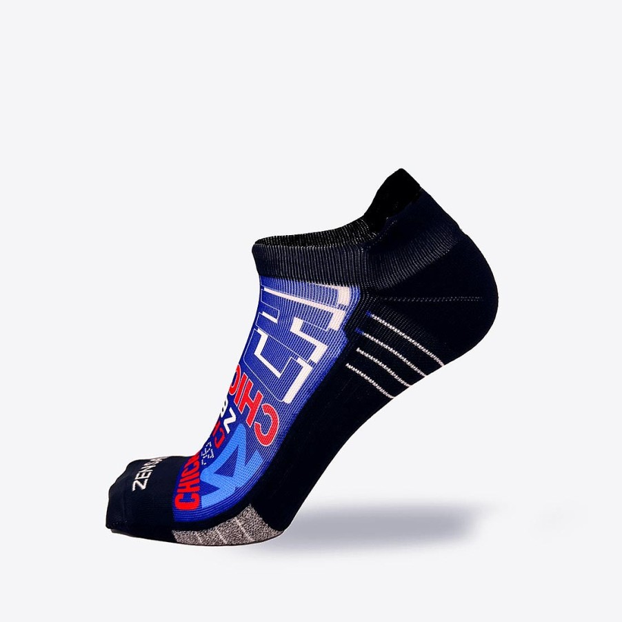 Men Zensah | Busy Chicago Running Socks (No Show) Navy