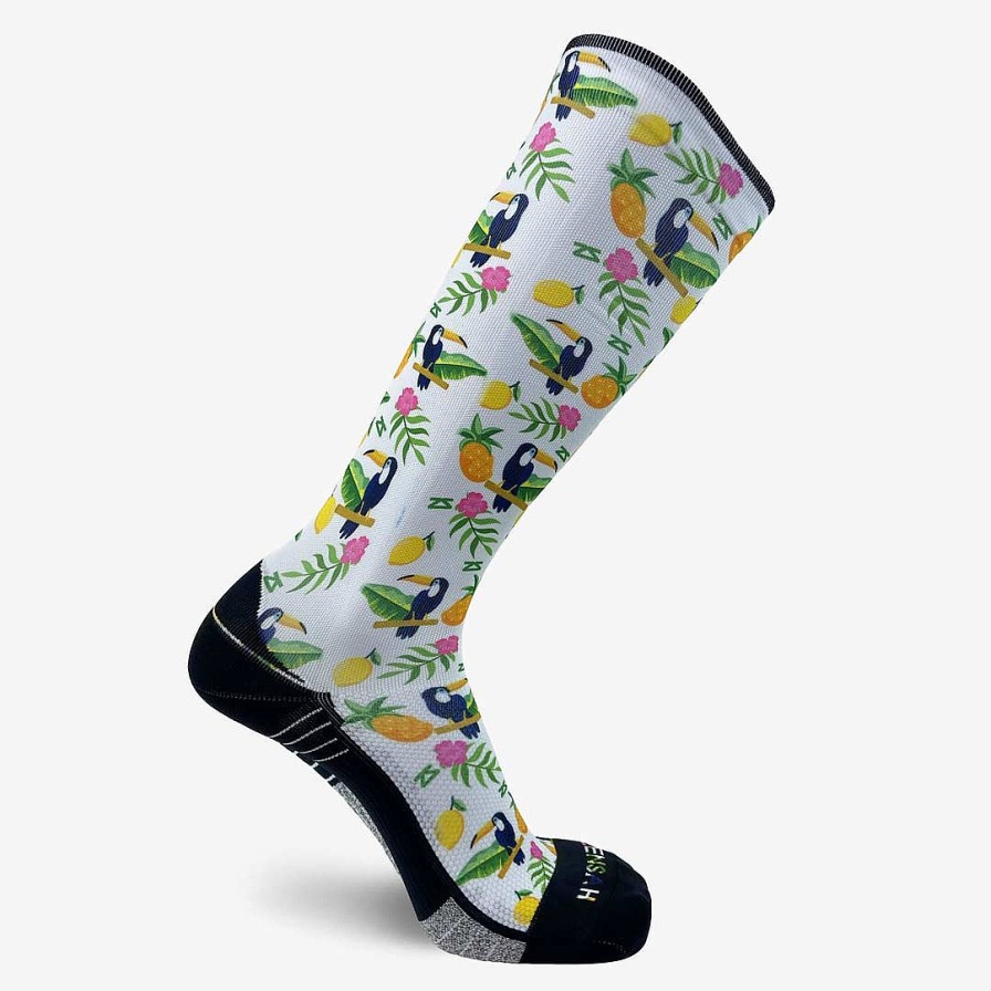 Men Zensah | Toucans Compression Socks (Knee-High) White