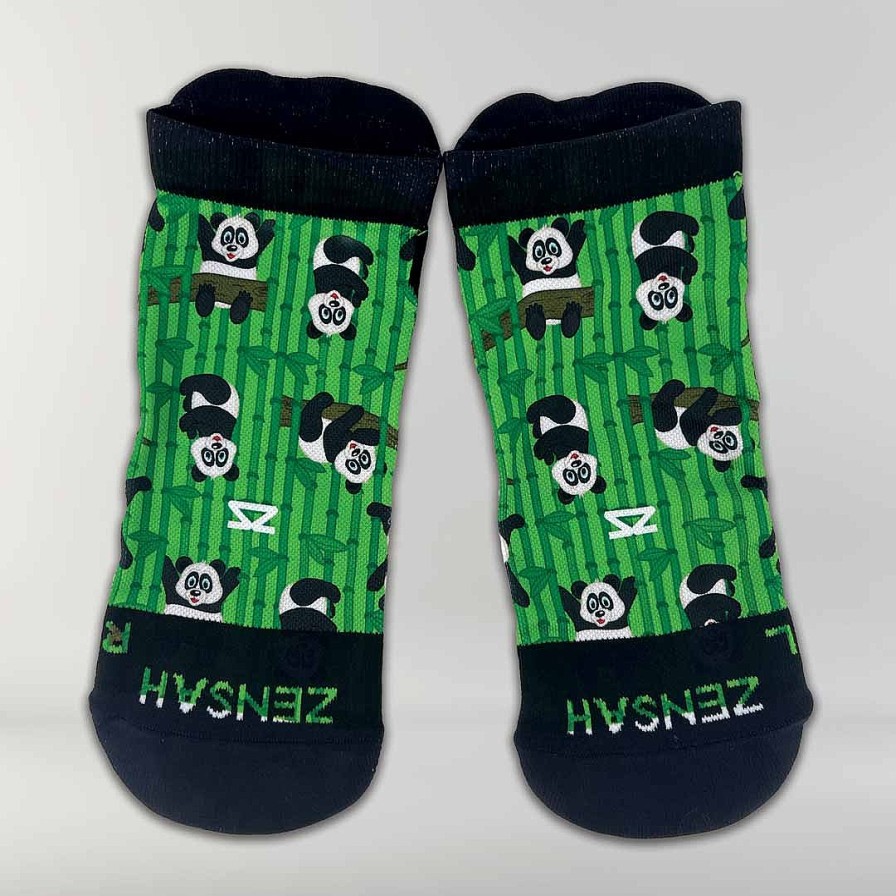 Men Zensah | Pandas Running Socks (No Show) Green