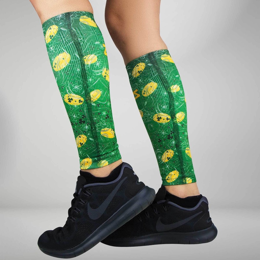 Men Zensah | St Patrick'S Doodle Compression Leg Sleeves Green