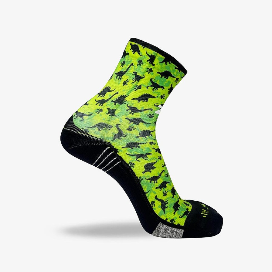 Limited Edition Zensah | Dino Silhouettes Socks (Mini-Crew) Neon Green