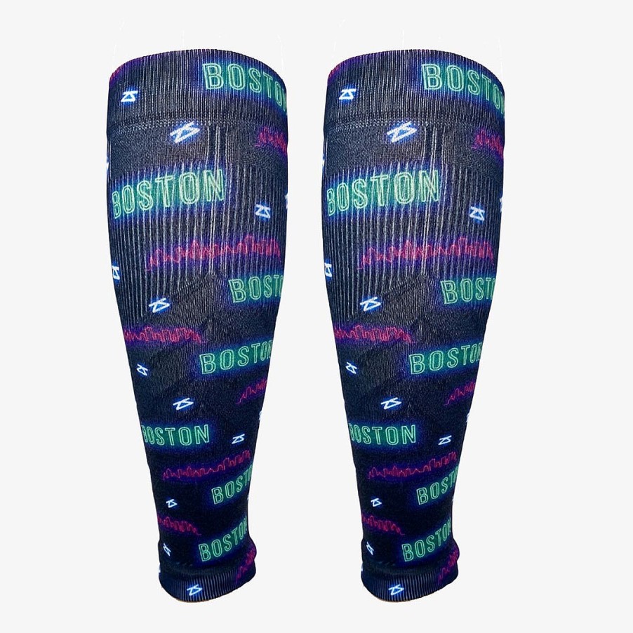 Men Zensah | Neon Boston Compression Leg Sleeves Navy