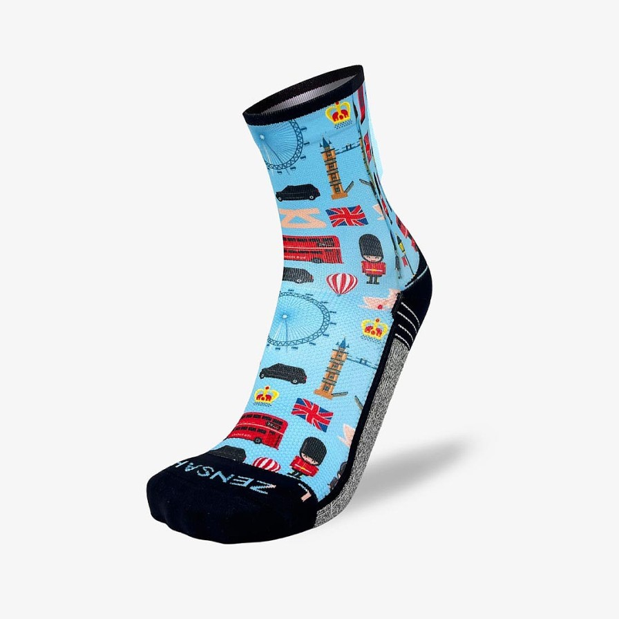 Limited Edition Zensah | London Doodle Socks (Mini-Crew) Sky Blue