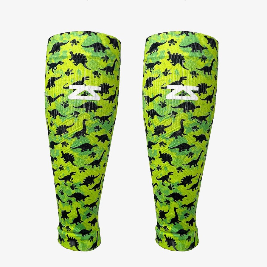 Limited Edition Zensah | Dino Silhouettes Compression Leg Sleeves Neon Green