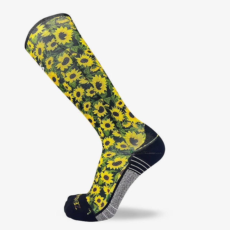 Limited Edition Zensah | Sunflowers Compression Socks (Knee-High) Black