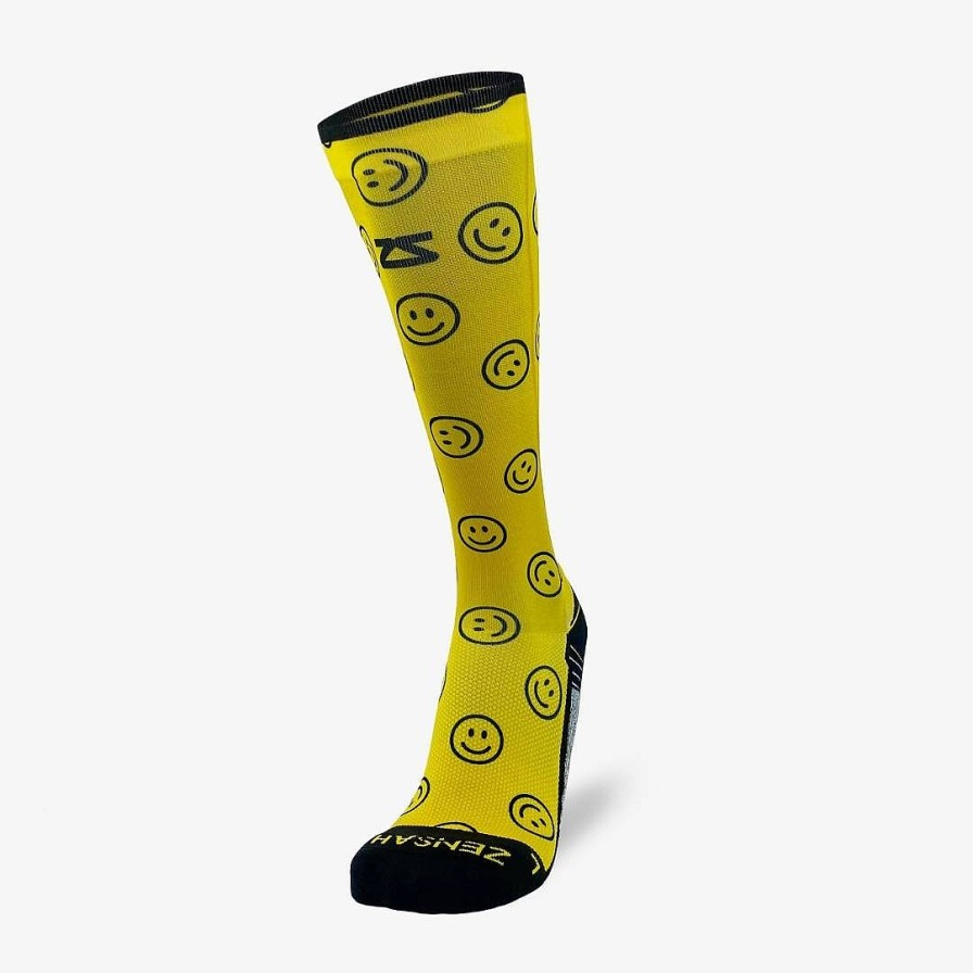 Limited Edition Zensah | Happy Faces Compression Socks (Knee-High) Yellow