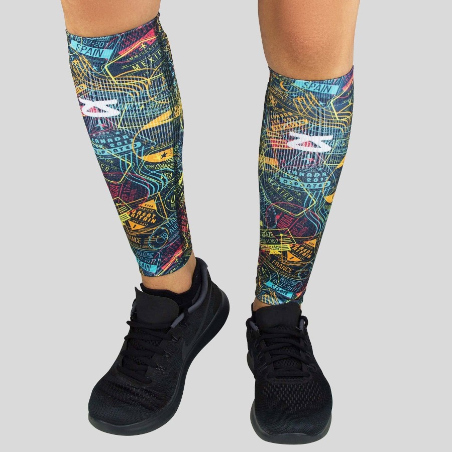 Limited Edition Zensah | Passport Stamps Compression Leg Sleeves Black