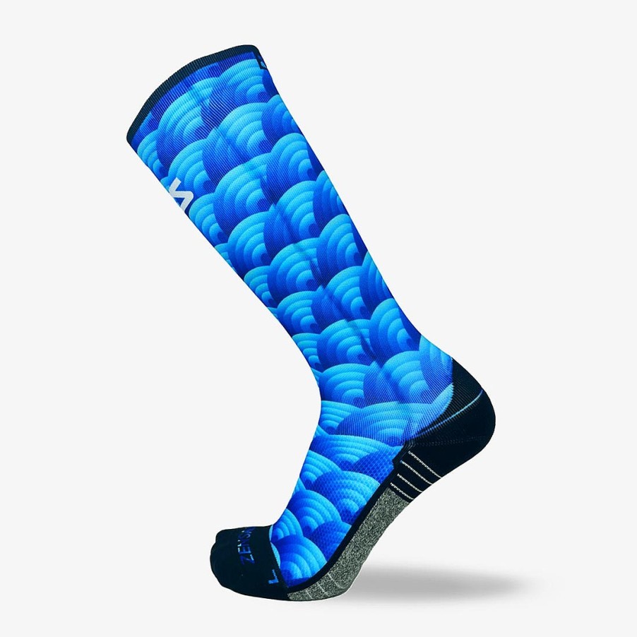 Limited Edition Zensah | Abstract Wavebows Compression Socks (Knee-High) Blues