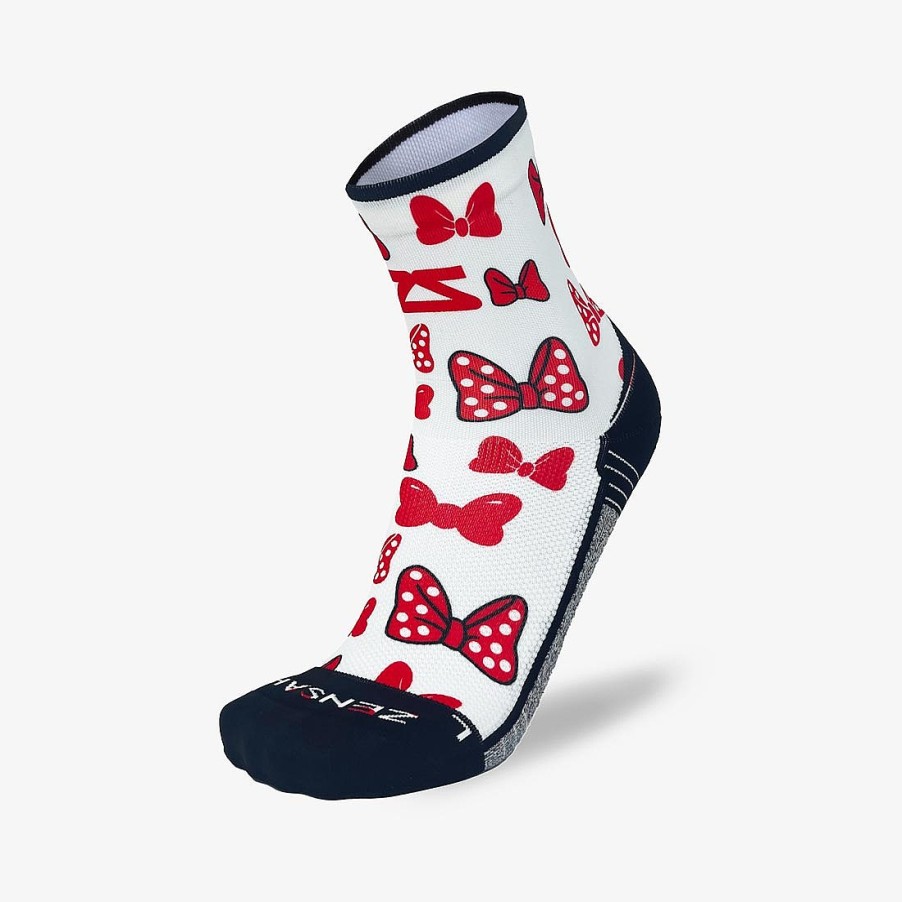 Limited Edition Zensah | Magical Bows Running Socks (Mini-Crew) White