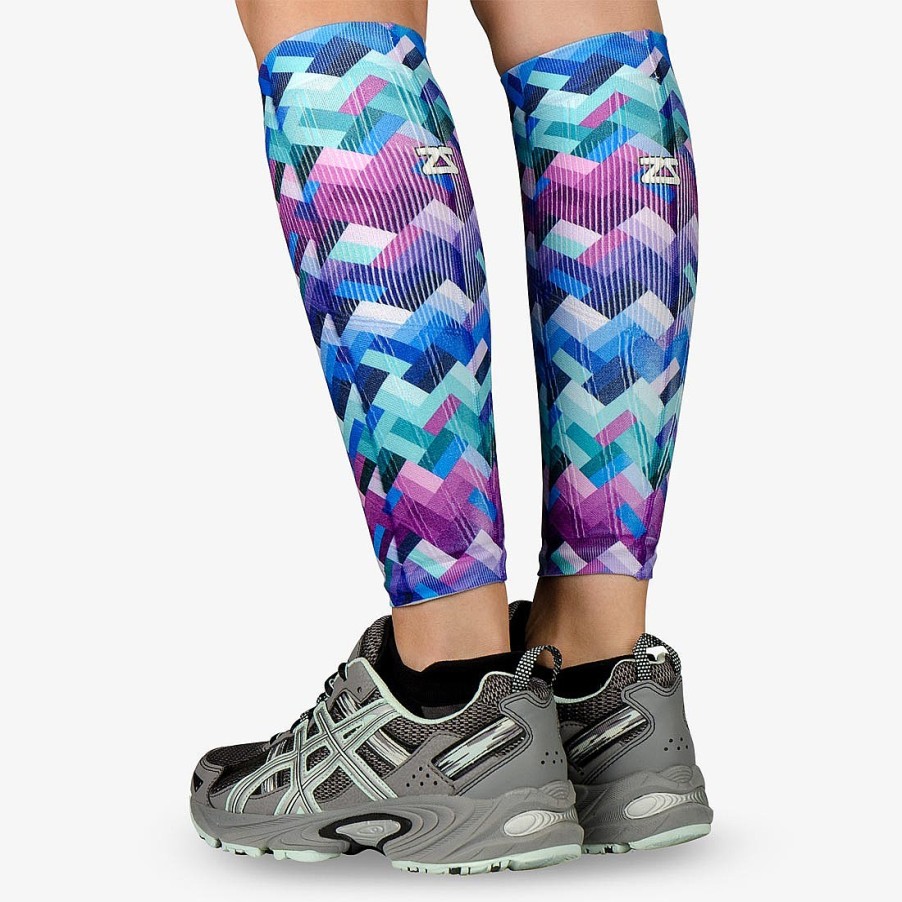 Men Zensah | Geo Waves Compression Leg Sleeves Blue-Purple