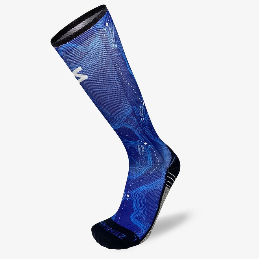 Limited Edition Zensah | Topo Trail Compression Socks (Knee-High) Sporty Blue