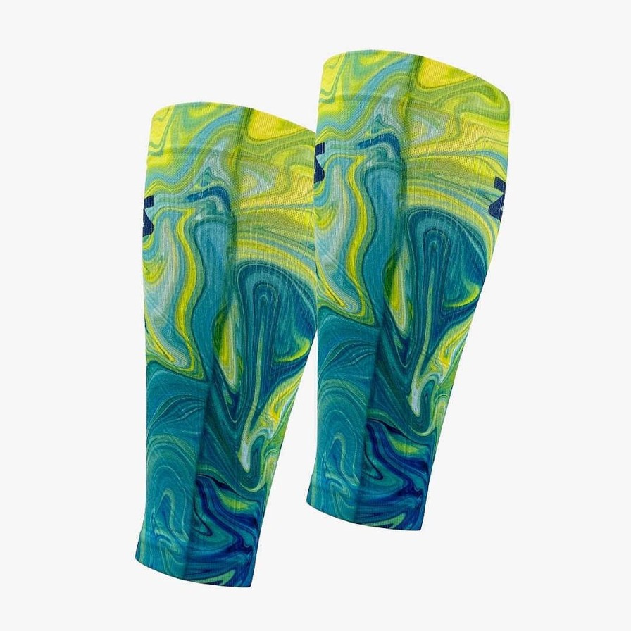 Men Zensah | Marbleized Compression Leg Sleeves Blue/Green