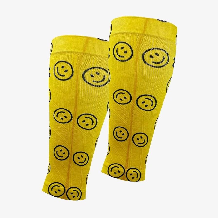 Men Zensah | Happy Faces Compression Leg Sleeves Yellow