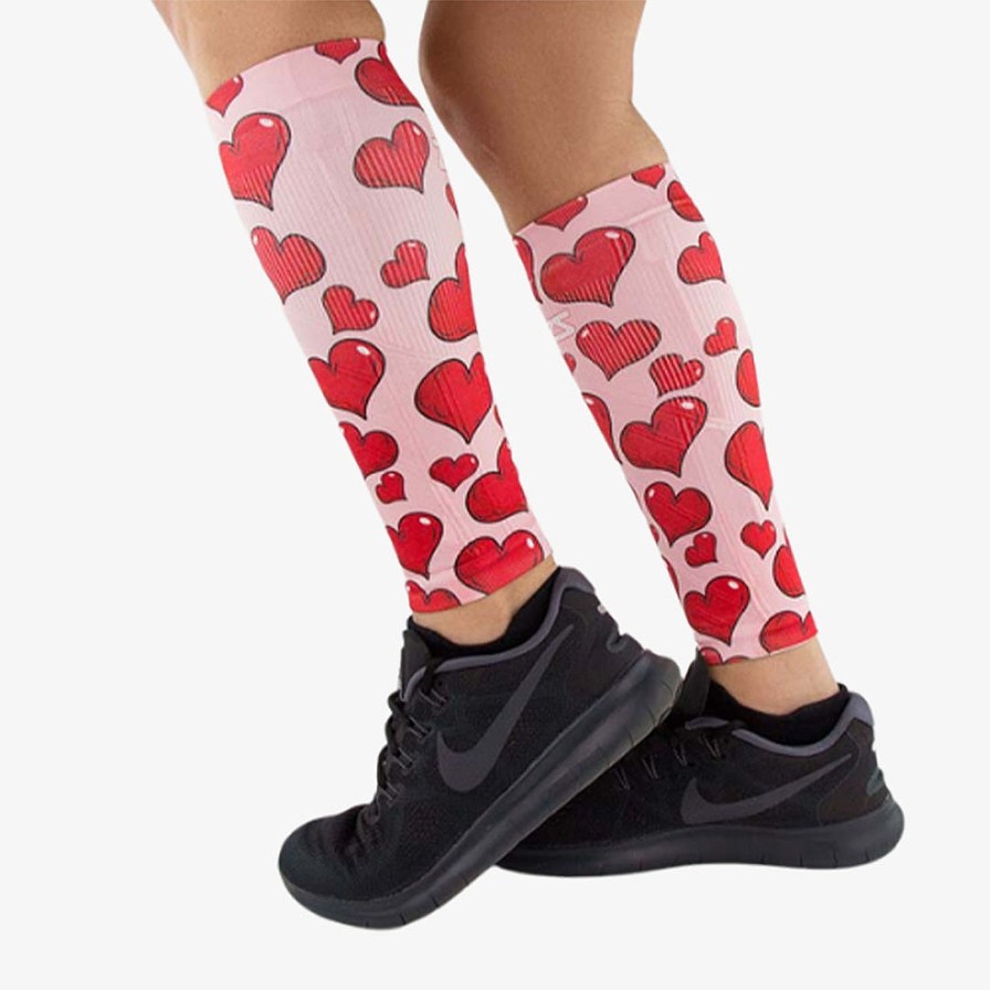 Men Zensah | Hearts Valentine'S Compression Leg Sleeves Pink