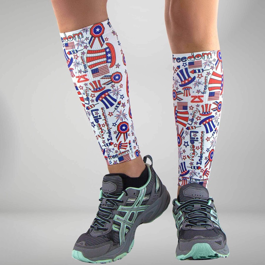 Limited Edition Zensah | Independence Doodle Compression Leg Sleeves White