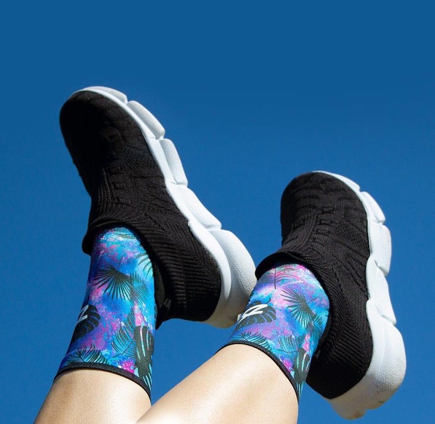 Limited Edition Zensah | Palm Leaves Socks (Mini-Crew) Blue/Pink