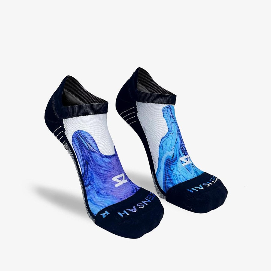 Men Zensah | Fluid Drips Running Socks (No Show) Blue/White