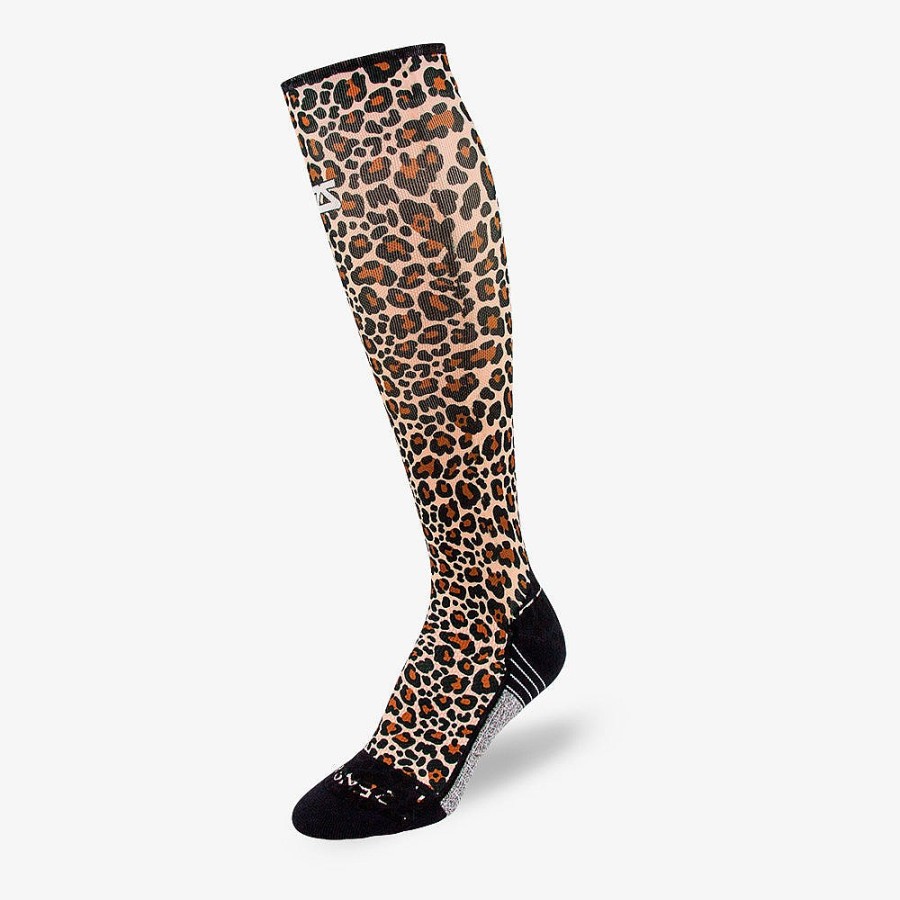 Men Zensah | Leopard Compression Socks (Knee-High) Beige