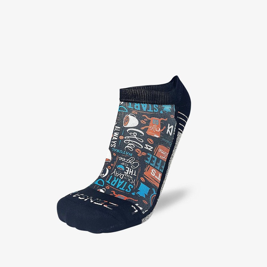 Limited Edition Zensah | Coffee Doodle Running Socks (No Show) Charcoal