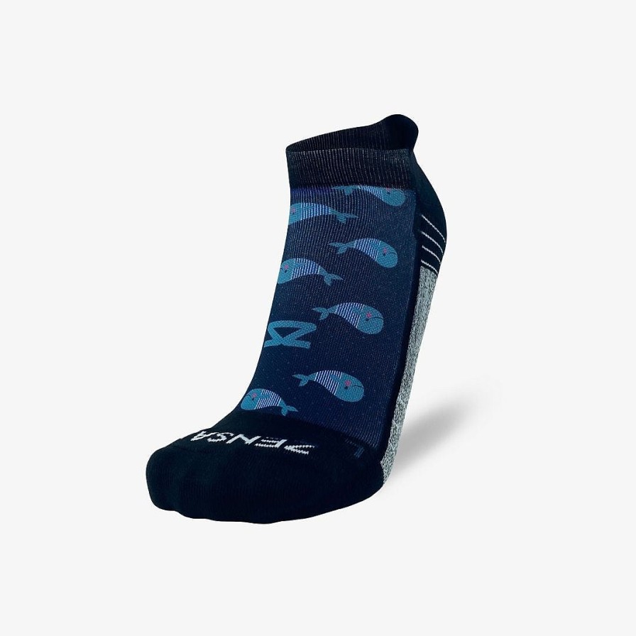 Limited Edition Zensah | Whales Running Socks (No Show) Navy