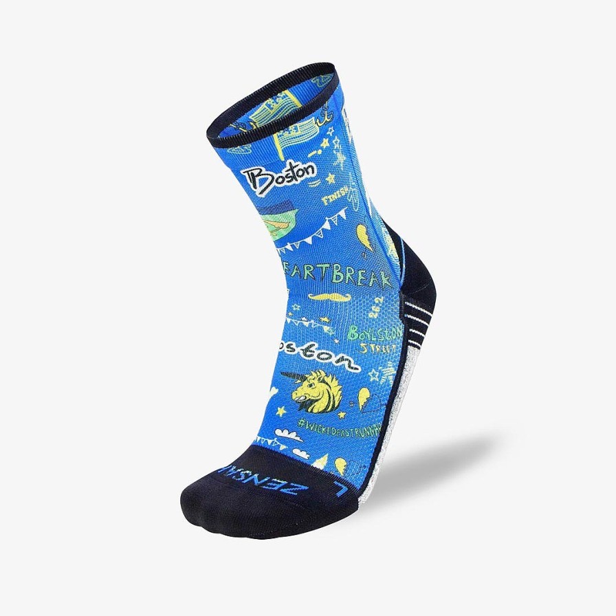 Men Zensah | Boston Doodle 2.0 Socks (Mini-Crew) Blue