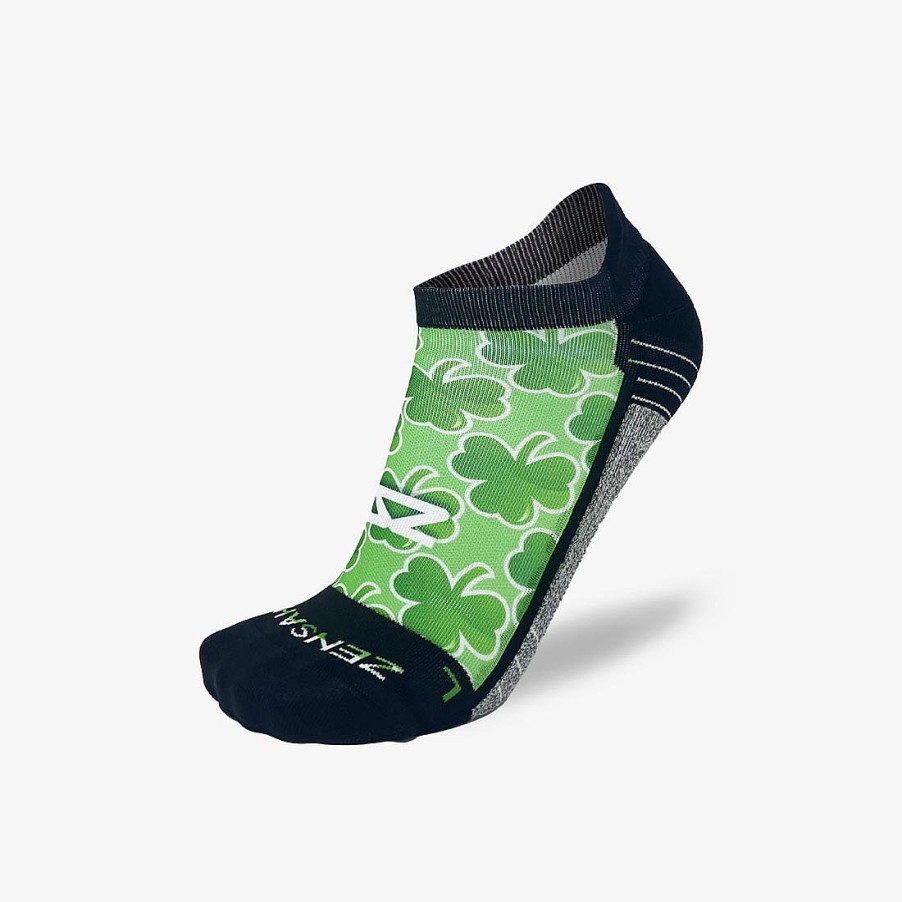 Men Zensah | Classic Shamrocks Running Socks (No Show) Mint Green