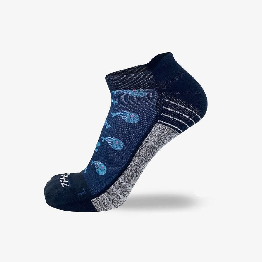 Men Zensah | Whales Running Socks (No Show) Navy